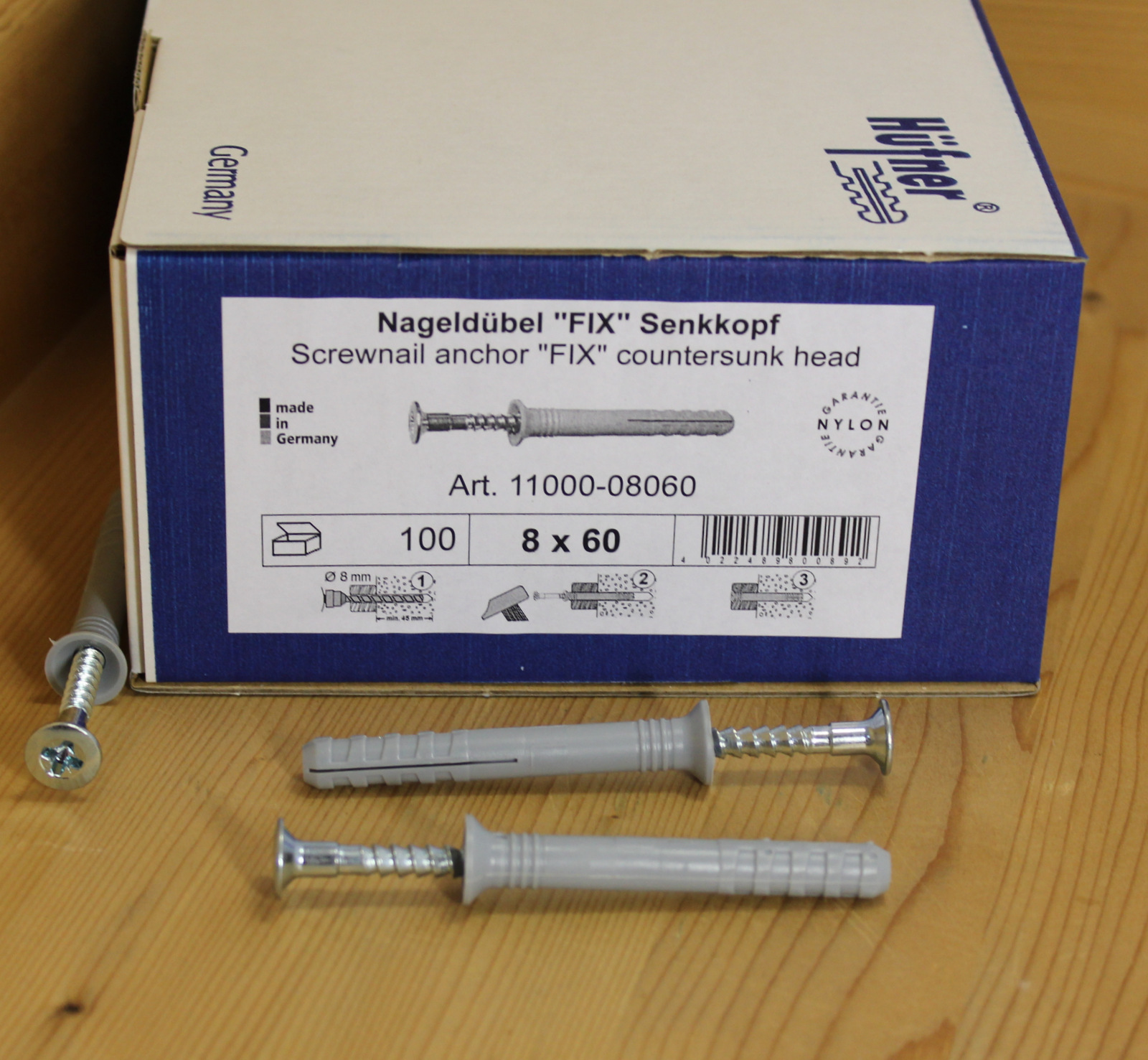 200 Stück Nageldübel 8x60 Mm Verzinkt - Vormontiert Für Beton & Vollstein