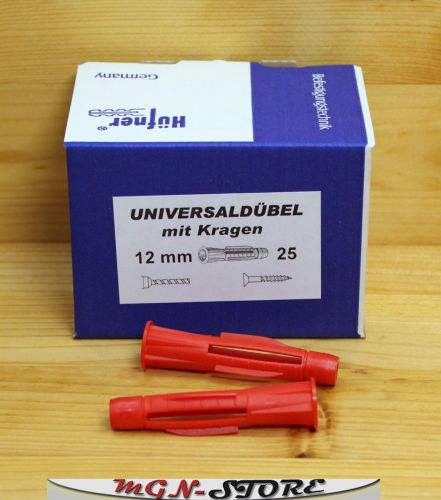 25 Stück Hüfner Universaldübel mit Kragen 12 x 68 mm