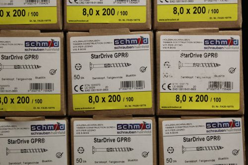 50 Stück GPR® 8,0 x 200 mm Holzbauschrauben Senkkopf TX40 hell verzinkt