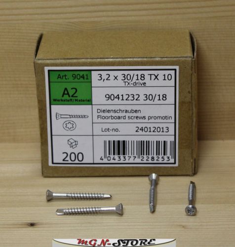 200 Stück Dielenschrauben Edelstahl A2 3,2 x 30 mm TX 10