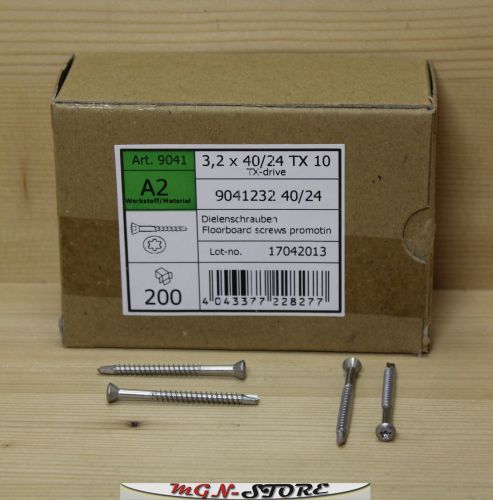 200 Stück Dielenschrauben Edelstahl A2 3,2 x 40 mm TX 10