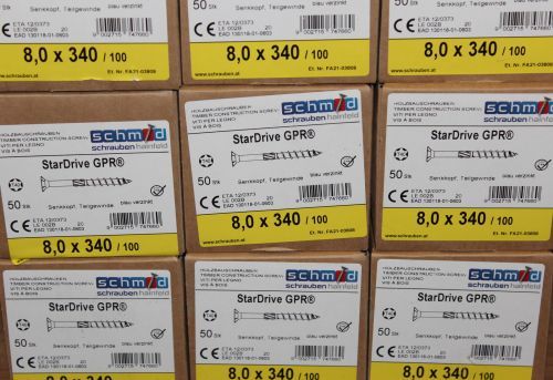50 Stück GPR® 8,0 x 340 mm Holzbauschrauben Senkkopf TX40 hell verzinkt
