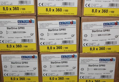 50 Stück GPR® 8,0 x 360 mm Holzbauschrauben Senkkopf TX40 hell verzinkt