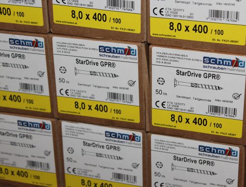 50 Stück GPR® 8,0 x 400 mm Holzbauschrauben Senkkopf TX40 hell verzinkt