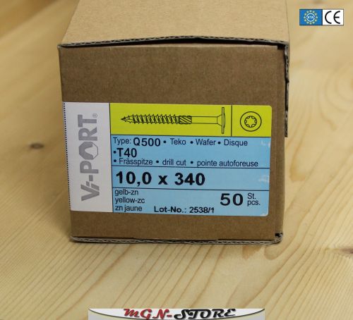 50 Stück 10 x 340 mm Vi-PORT® Tellerkopfschrauben TX40 EU-Zulassung