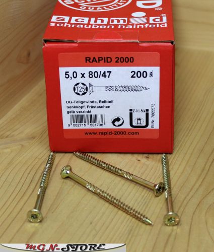 200 Stück Holzbauschrauben Rapid Torx TX 25 5,0 x 80 mm