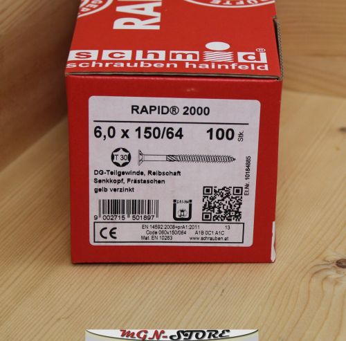 100 Stück Holzbauschrauben Rapid Torx TX 30 6,0 x 150 mm