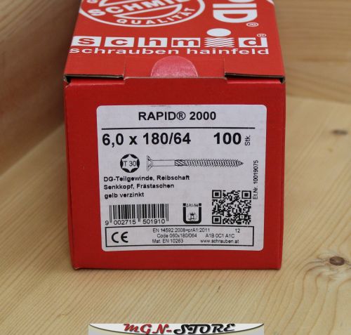 100 Stück Holzbauschrauben Rapid Torx TX 30 6,0 x 180 mm