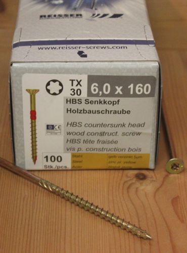 Restposten 100 Stück 6,0 x 160 mm Reisser ® Senkkopf Holzbauschrauben TX30 EU-Zulassung