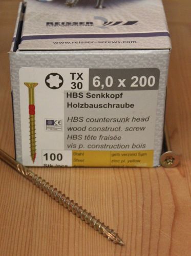 Restposten 100 Stück 6,0 x 200 mm Reisser ® Senkkopf Holzbauschrauben TX30 EU-Zulassung