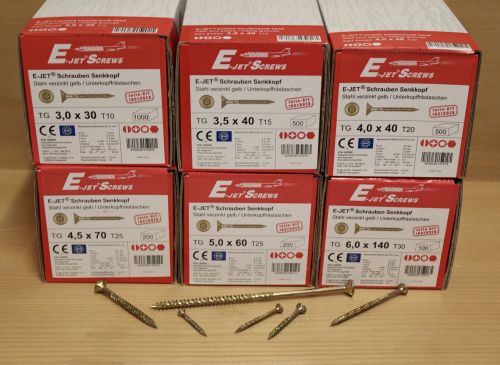 200 Stück 5,0 x 60 mm  E-Jet® Spanplattenschrauben Jetta®25 / Torx TX25 Teilgewinde