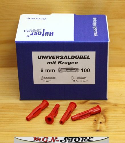 100 Stück Hüfner Universaldübel mit Kragen 6 x 34 mm